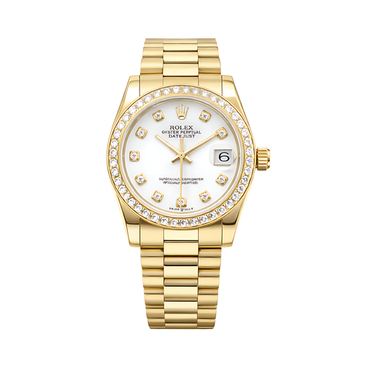 Audemars Piguet Watch | Royal Oak Yellow Gold White Diamond Dial