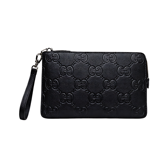 Gucci Pouch | Black Leather Logo Canvas